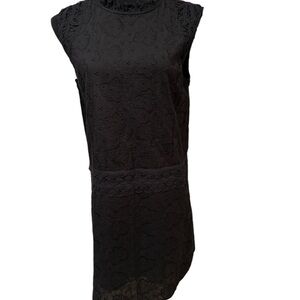 Flannel, Black cotton “lace” sleeveless dress, Size 2